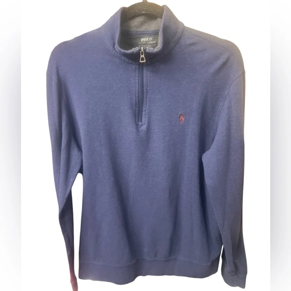 Polo Ralph Lauren Navy Quarter Zip Pullover Men’s Med Red Pony Mock Neck Sweater